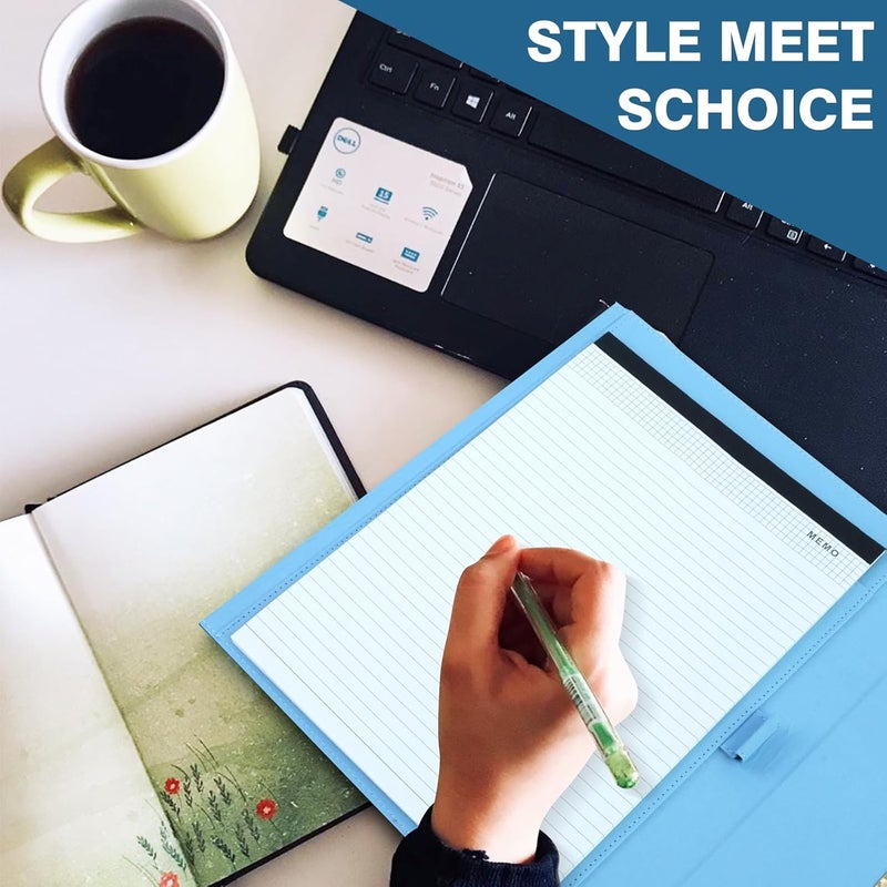 Tiankool Padfolio Portfolio Binder for Women - Stylishly Business Folder for Interview Resumes, Legal Documents | Notepad Not Included, Faux Leather, Blue - Image 5